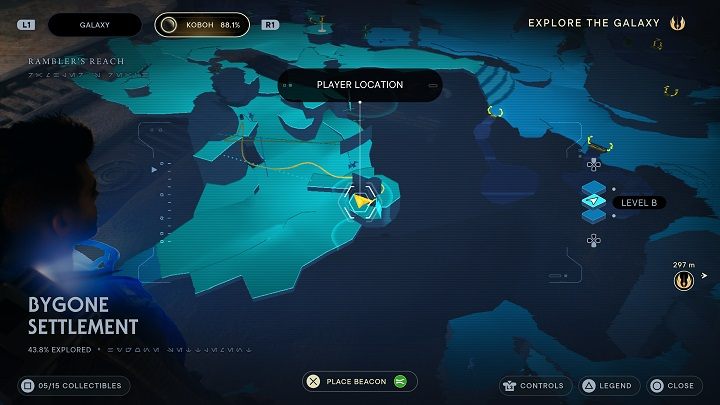 Run into the building to jump down - Jedi Survivor: Bygone Settlement - list of secrets - Koboh - Star Wars Jedi Survivor guide