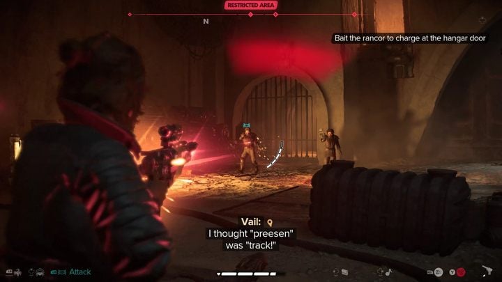 There will be a complication during the fight - after the first impact the rail will get stuck - Star Wars Outlaws: How to defeat the rancor? - Quests and data - Star Wars Outlaws Guide