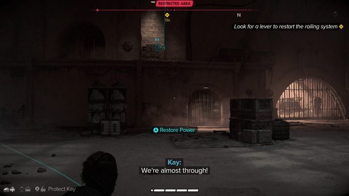 After the second hit the rails will turn off - you must send Nix to pull the lever that will reset the system - Star Wars Outlaws: How to defeat the rancor? - Quests and data - Star Wars Outlaws Guide