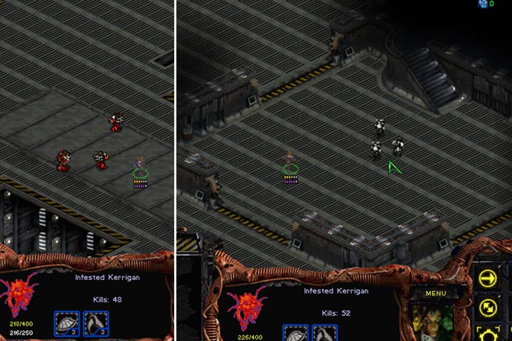 Send cloaked Kerrigan first and eliminate the Firebats. Nearby, there is a terran ambush. Take all your forces and walk into the room with 3 Marines inside. - Mission 5 - The Amerigo | Zerg | Campaign Walkthrough - Zerg - StarCraft: Remastered Game Guide