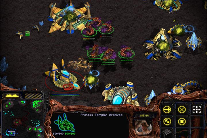 A group of Mutalisks should easily fly into the enemy base in the bottom left corner of the map and destroy the Archive first. Without this building, the Blue protoss cant recruit Templars. Then, destroy the Nexus and the rest of the base. - Mission 8 - Eye for an Eye| Zerg | Campaign Walkthrough - Zerg - StarCraft: Remastered Game Guide