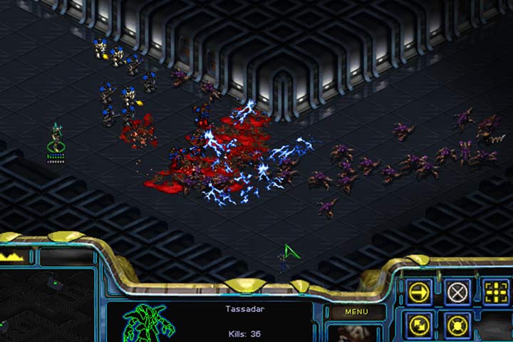 Set the units fighting for short range at the front, and Tassadar, Ghost and the Marines at the back. Use the Psionic Storm when your enemies reach your troops. - Mission 6 - Into the Darkness | Protoss | Campaign Walkthrough - Protoss - StarCraft: Remastered Game Guide