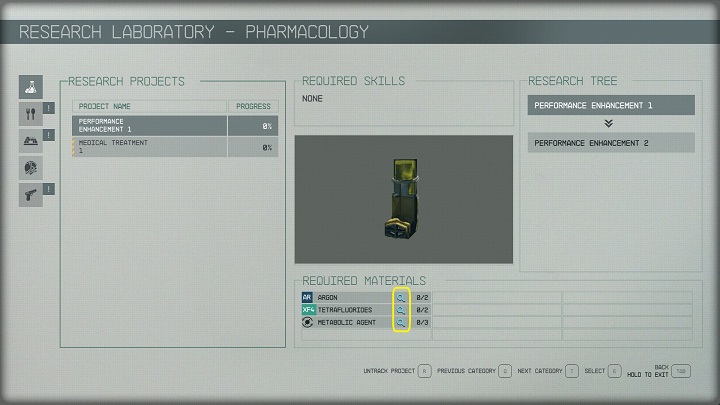 Once you start tracking specific research materials, an icon with a small blue magnifying glass will appear next to them - Starfield: How to find research materials? - Starfield: Exploration - Starfield Guide