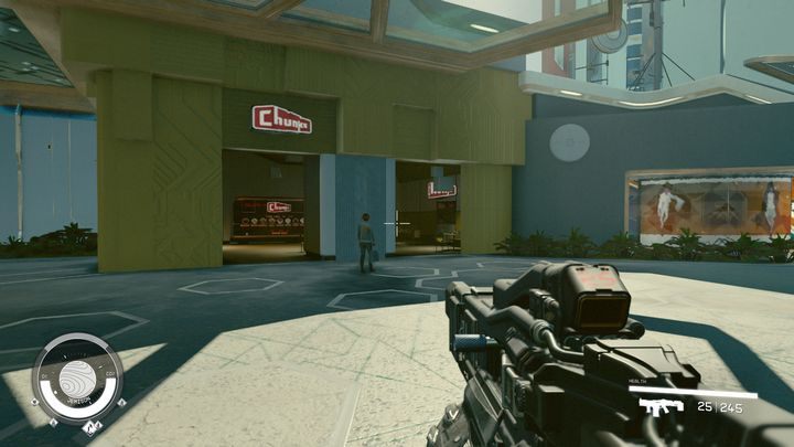 This kiosk offers food items (all priced at 105 credits), among them apple, potato, beef, and pie Chunkses - Starfield: Merchants and shops - New Atlantis - Starfield: Stores and services - Starfield Guide