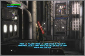 You will reach the broken elevator - Mission 01: TIE Fighter Factory - part 2 - Walkthrough - Star Wars: The Force Unleashed - Game Guide and Walkthrough