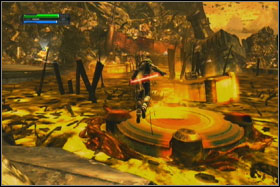 When you turn right, you will see that the next platform is quite away and you won't be able to jump there without problem - Mission 02: Raxus Prime - part 1 - Walkthrough - Star Wars: The Force Unleashed - Game Guide and Walkthrough