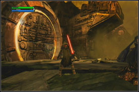 Just before end of the cliff, you will find the holocron - Mission 02: Raxus Prime - part 2 - Walkthrough - Star Wars: The Force Unleashed - Game Guide and Walkthrough