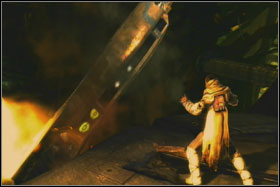 After defeating the Titan, jump on the pile of junk on right and take the holocron - Mission 02: Raxus Prime - part 3 - Walkthrough - Star Wars: The Force Unleashed - Game Guide and Walkthrough