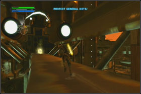 Fifth cube is located on the concrete ramp (from time to time, you can see there the transporter) - Mission 05: Cloud City - Walkthrough - Star Wars: The Force Unleashed - Game Guide and Walkthrough