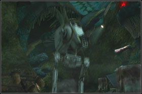 Just behind the bridge (before jumping on the lower level), turn right - Mission 07: Imperial Felucia - part 1 - Walkthrough - Star Wars: The Force Unleashed - Game Guide and Walkthrough