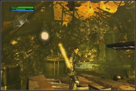 In the area will inbound gunship, which will drop the container with AT-ST - Mission 08: Imperial Raxus Prime - part 1 - Walkthrough - Star Wars: The Force Unleashed - Game Guide and Walkthrough