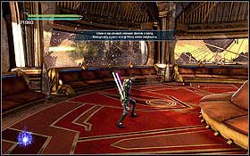 In the room under artillery fire, right after destroying one of the force fields - Cato Neimoidia - Western Arch - Hidden holocrons - Star Wars: The Force Unleashed II - Game Guide and Walkthrough