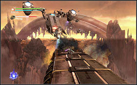 Once you land on the train, you will have to protect it - Cato Neimoidia - The Eastern Arch - Walkthrough - Star Wars: The Force Unleashed II - Game Guide and Walkthrough