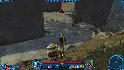 Watching out for the enemies, reach the wall opposite the camp entrance - Galactic History 11 (Matrix Shard) - Datacrons - Star Wars: The Old Republic Game Guide