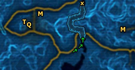 The first Datacron is hidden in front of the cave entrance, except that you cant reach it - Galactic History 09 (+2 Endurance) - Datacrons - Star Wars: The Old Republic Game Guide