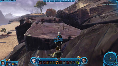 and then immediately turn east and start running on the yellow grass, just as its demonstrated by the green arrows - Galactic History 12 (+2 Aim) - Datacrons - Star Wars: The Old Republic Game Guide