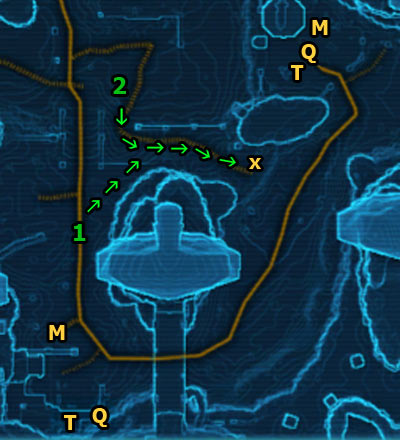 Starting area: Lower Wilds Outskirts - Galactic History 16 (+2 Willpower) - Datacrons - Star Wars: The Old Republic Game Guide