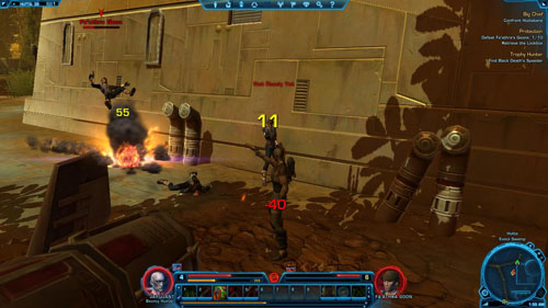 In both the first and second room there are three Faathras Goons waiting for you - (L07) Protection - Hutta - Star Wars: The Old Republic Game Guide