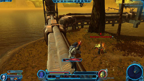 At the end of the pipe theres a difficult point, as its easy to fall down (which also means you need to go back to the beginning of the road) - Galactic History 02 (+2 Presence) - Datacrons - Star Wars: The Old Republic Game Guide