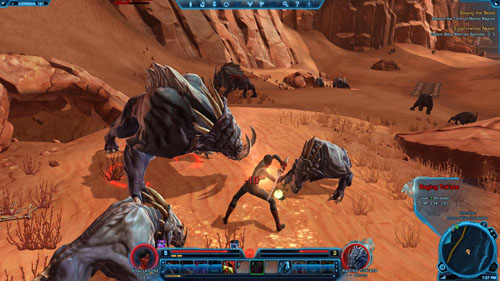 After killing any Tukata, keep looking for a yellow beam of light - (L06) Experimental Needs - Korriban - Star Wars: The Old Republic Game Guide