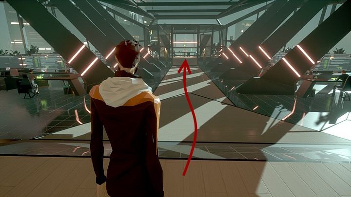 Go left, between the rows of desks, towards the glass room (this is Franks office) - Monday January 13th 2048, Berlin, West Plaza - Chapter two - State of Mind Game Guide