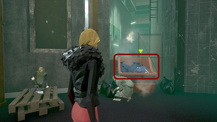 Finish your conversation with the security and approach the trash container (in the corner, on the left) - Wednesday, 13 February 2030, Berlin, Sector 36, Doomsday - Chapter three - State of Mind Game Guide