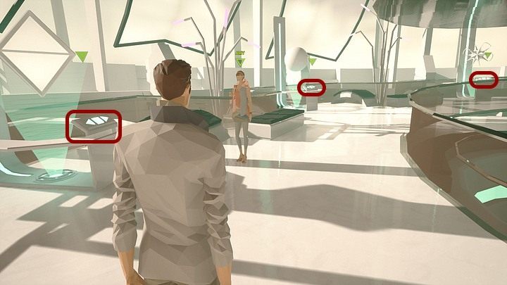 You can use the third, fourth and fifth panel to control the drone and fly across the exhibition - Wednesday, City5, Lantern Quarter, Liquid Sky - Chapter three - State of Mind Game Guide