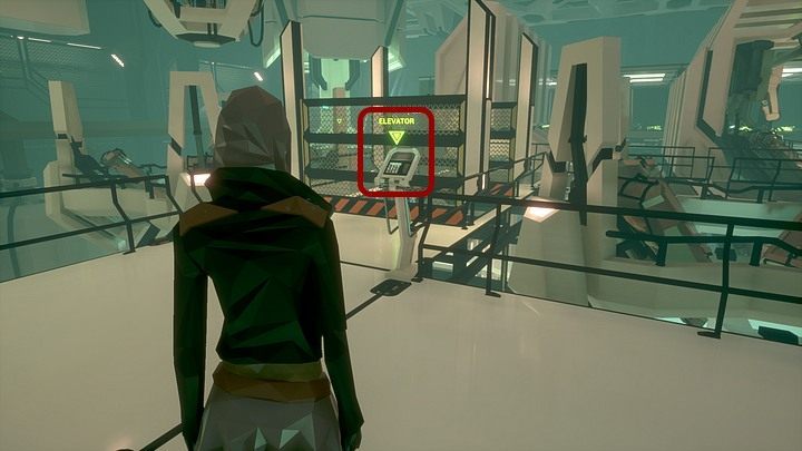 Then head to the elevator (to the right - from the railing at which Stykes lies asleep) - Thursday, January 16th, the year 2048, Artificial Human Lab - Chapter five - State of Mind Game Guide