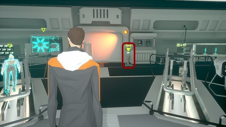 Now approach the next door leading to the side room (a stream of orange light illuminates it all the time) - Thursday, 16th of January 2048, Montauk, Long Island, Virtual Reality Lab - Chapter five - State of Mind Game Guide