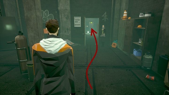 Head to the exit, where the well-known sign indicating the route appears (Lydia is already there) - Friday, January 17th 2048, Berlin, metro tunnels - Chapter five - State of Mind Game Guide