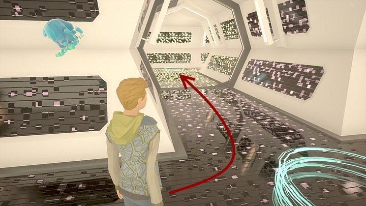 Now head into the corridor on the left side and go to the end of it, to the last luminous circle - Saturday, City5 Central, The Dome - Chapter five - State of Mind Game Guide