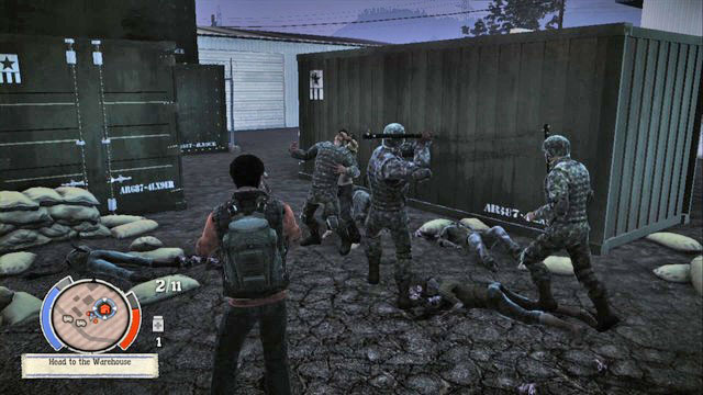 Once there, you will join a group of soldiers, but even with them you will have hard task of getting to the warehouse following path full corners where zombies in the company of Screamer, Feral Zombie, or Big Un hide, so beware - Army (main missions) - Walkthrough - State of Decay - Game Guide and Walkthrough