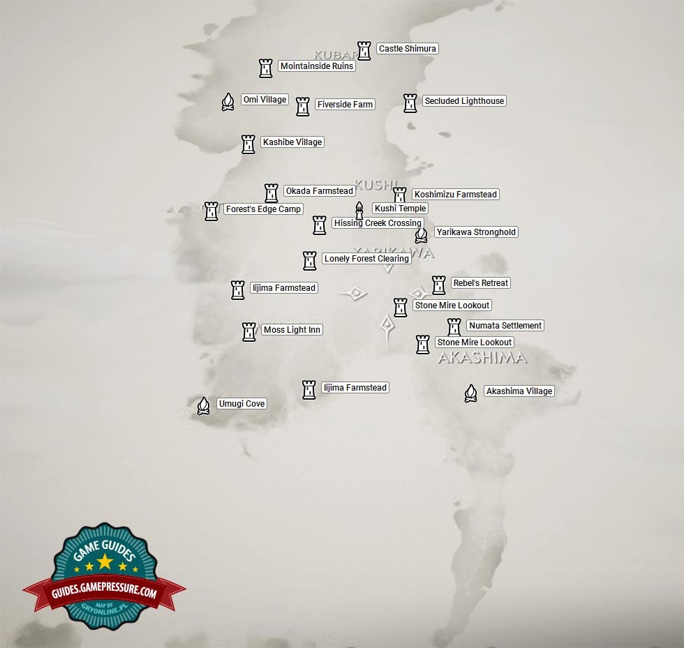 ghost of tsushima toyotama map locations