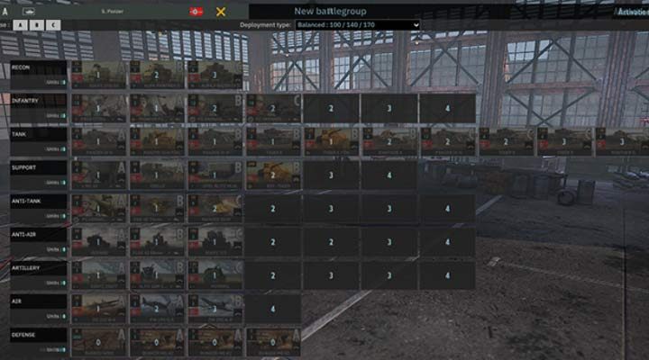 The 5th Armoured Division of the German nation has a lot of slots for armored unit cards. It can also use a lot of artillery, anti-aircraft or armored guns, but it will cost lots of activation points. Aviation is a very expensive business here. It is worth adding infantry to the group, although there is not much room for maneuver here. - The division into phases and planning | Steel Division 2 - Basics - Steel Division 2 Guide