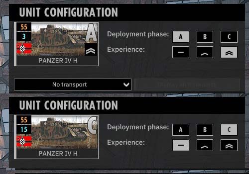 In the 5th Armoured Division I can add Panzer IV H tanks with veteran status in phase A, but with a limit of only 3 units. However, in phase C, they can be as many as 15 such vehicles summoned to the battlefield, only without experience. - The division into phases and planning | Steel Division 2 - Basics - Steel Division 2 Guide