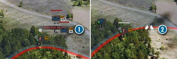 Forcing an enemy to surrender is the fastest way to defeat even the best units. The Russian infantry unit is close to tanks that are on the verge of panic (1). Successful artillery fire, cannon fire and the use of grenades forced Stug to surrender to the red player (2). Although there was an allied unit nearby, the blue tank was close to the red infantry and in the enemy territory. - Morale and surrender in Steel Division 2 - Units - Steel Division 2 Guide