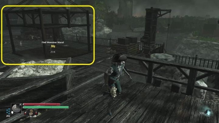 From the Vestal, head to the pavement below and take the elevator to the mine - Steelrising: The Recluse of the Abyss - walkthrough - Main missions - Steelrising Guide, Walkthrough