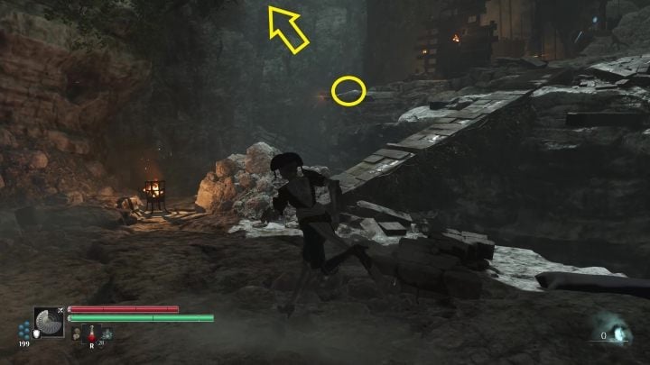 Go left, reach the edge of the precipice and pull yourself up to the rock ledge above - Steelrising: The Recluse of the Abyss - walkthrough - Main missions - Steelrising Guide, Walkthrough