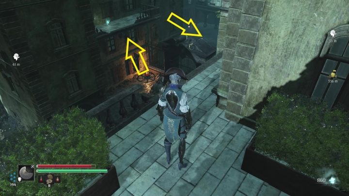 Jump over the balconies and get to the square behind the locked gate - Steelrising: Nicolas Flamels final journey - walkthrough - Side missions - Steelrising Guide, Walkthrough