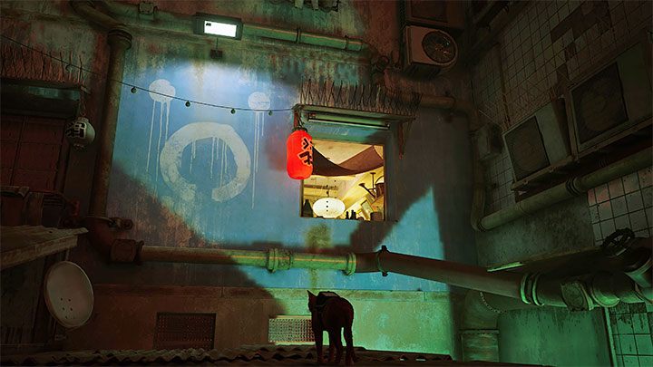 You can reach Clementine's apartment through the shutter from the image above - get closer to it by jumping over more building roofs - Stray: Notebooks in The Slums - where to find? - FAQ - Stray Guide, Walkthrough