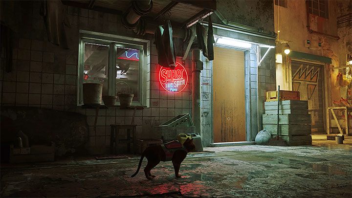 The entrance to the laundry is on the left - Stray: The Slums Map - is it available in the game? - FAQ - Stray Guide, Walkthrough