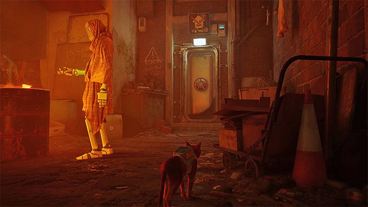 Pictured in the screenshot is the passage to the Dead End, namely a large hatch, but it will only become accessible at the end of chapter 6, when you arrive there with Momo - Stray: The Slums Map - is it available in the game? - FAQ - Stray Guide, Walkthrough