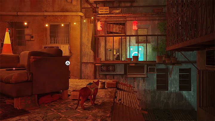 This is one of the 4 most important locations that can only be reached by climbing the central rooftops (any path works) - Stray: The Slums Map - is it available in the game? - FAQ - Stray Guide, Walkthrough