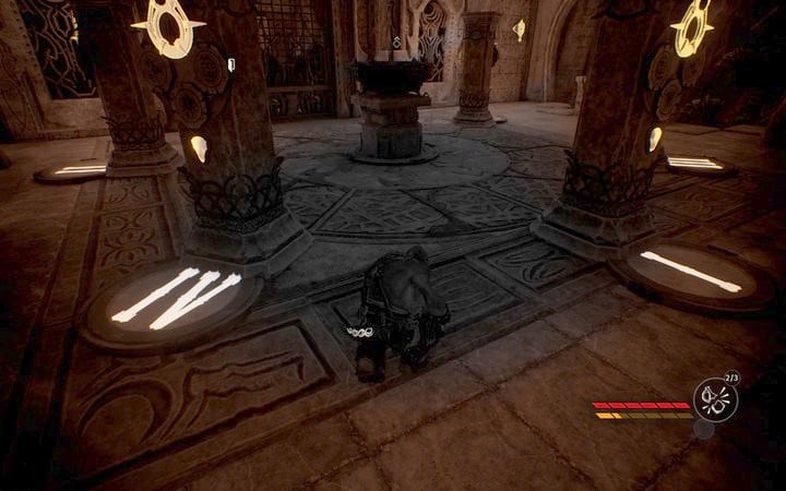 Use amber vision, to spot the numbers beneath the columns - The amber depot and the getaway | Mission 2 - Korrangar - Mission 2 - Korrangar - Styx: Shards of Darkness Game Guide