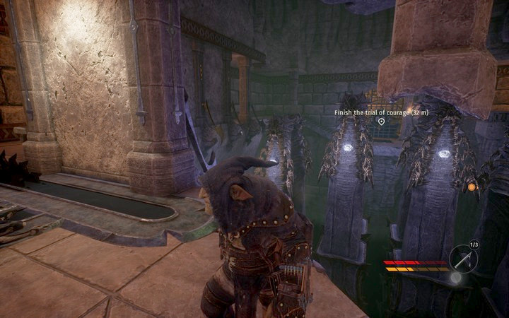 In spite of the name, it is agility that matters in Trial of Courage - The Labyrinth | Mission 6 - Smell of Freedom - Mission 6 - Smell of Freedom - Styx: Shards of Darkness Game Guide