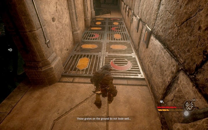 Stand only on the fields suggested by the icons on the wall - The Labyrinth | Mission 6 - Smell of Freedom - Mission 6 - Smell of Freedom - Styx: Shards of Darkness Game Guide