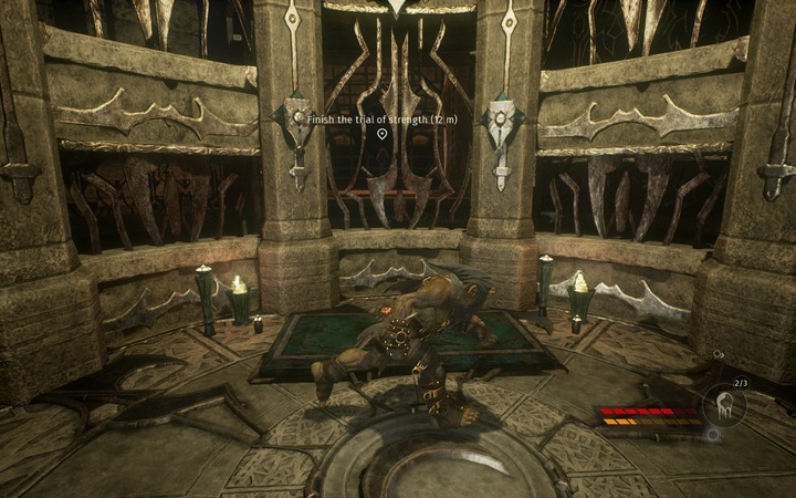 The plate that opens the door is in the center of the labyrinth - The Labyrinth | Mission 6 - Smell of Freedom - Mission 6 - Smell of Freedom - Styx: Shards of Darkness Game Guide