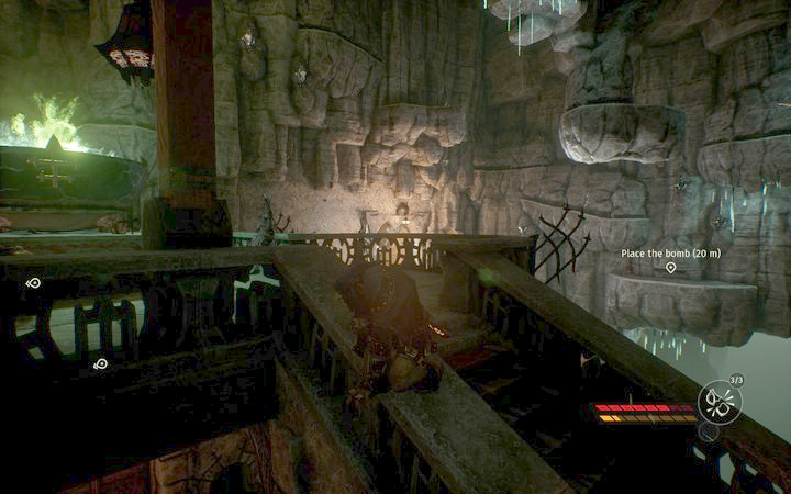 Use handholds and rocks to make it over to the first planting spot - Goblin prison | Mission 8 - Sabotage - Mission 8 - Sabotage - Styx: Shards of Darkness Game Guide