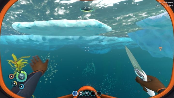 The waters surface is covered with ice floes of different sizes. - Subnautica Below Zero: Beginners Guide - Basics - Subnautica Game Guide