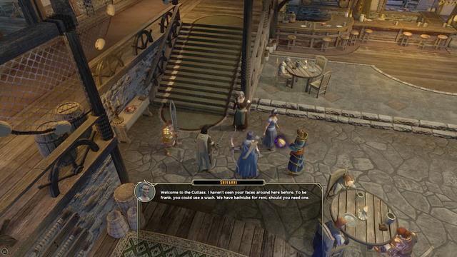 After you take a look around the vicinity, go to the inn, where you meet the Illydia contact (M5, inn) - The Contact - Main quest | Market District/Slums Walkthrough - Market District / Slums - Sword Coast Legends Game Guide